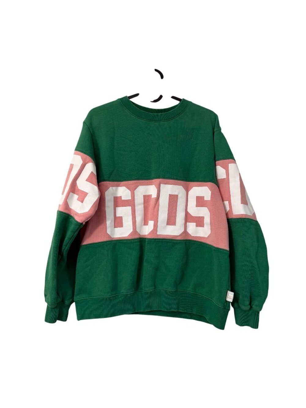 GCDS Italy Green Pink Oversized Logo Sweatshirt Pullover Womens Size XSmall